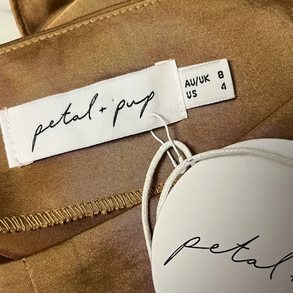 Petal & Pup Nellie Bronze Satin Midi Skirt Size 4 NWT - Picture 6 of 6